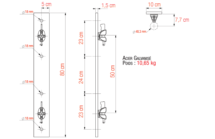PLATINE D'ANCRAGE MURALE