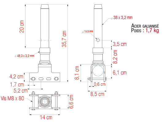 FOURCHE DE DÉPART SUR POUTRE