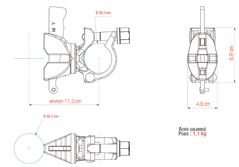 DEMI-COLLIERS AVEC TÊTES METRIX 