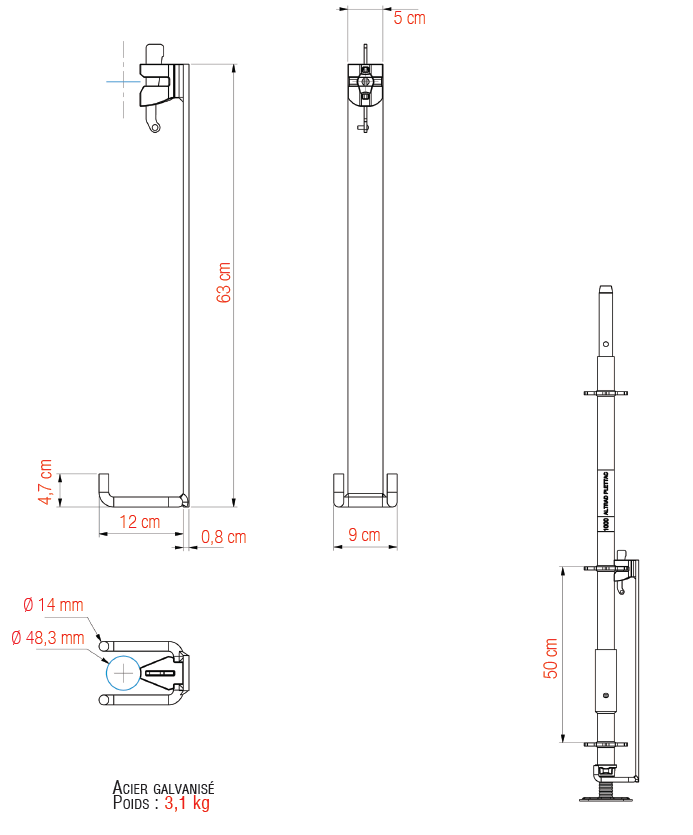 FIXE SOCLE À VÉRIN
