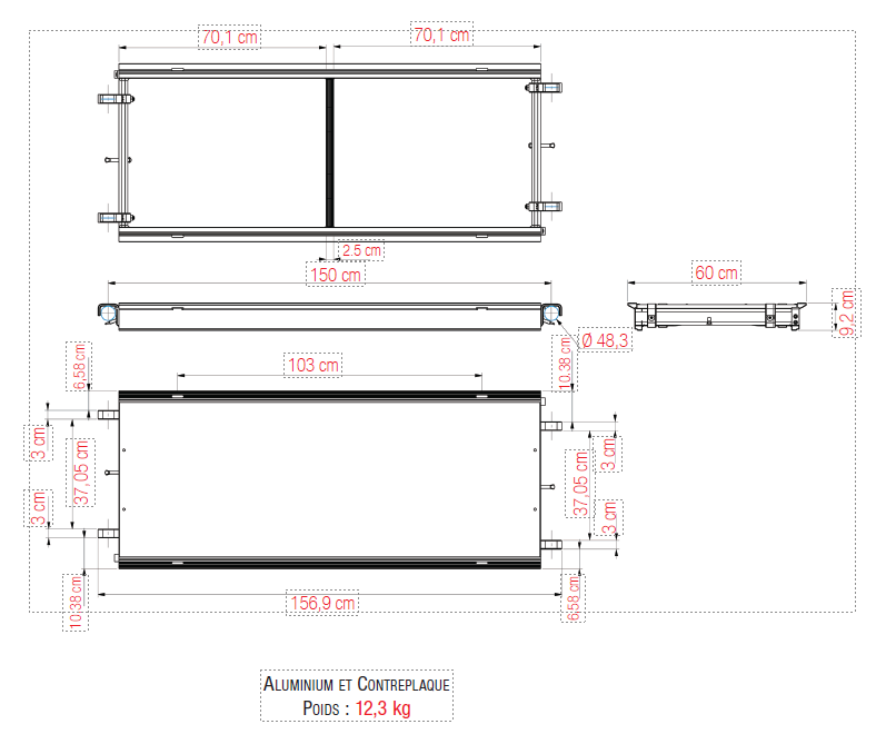  PLANCHER ALU/CONTREPLAQUÉ 600